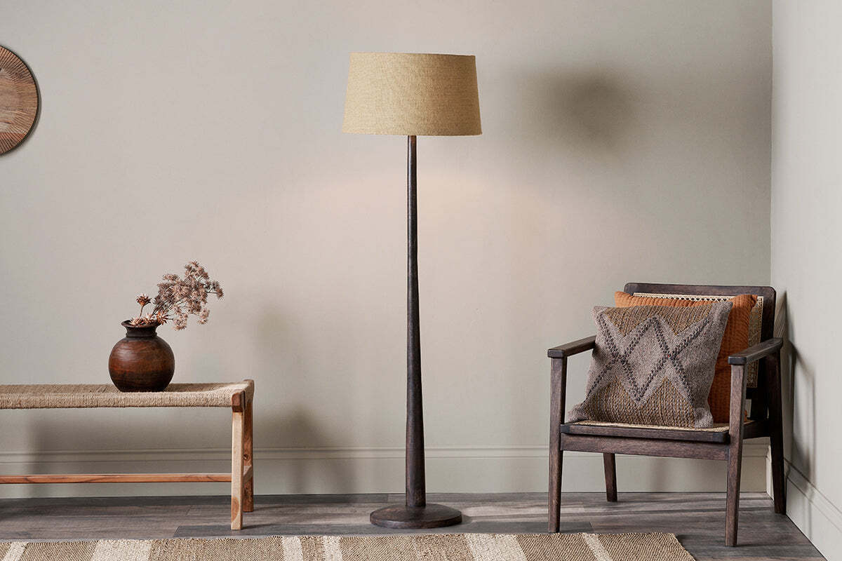 Sahar Mango Wood Floor Lamp Base - Dark Stain