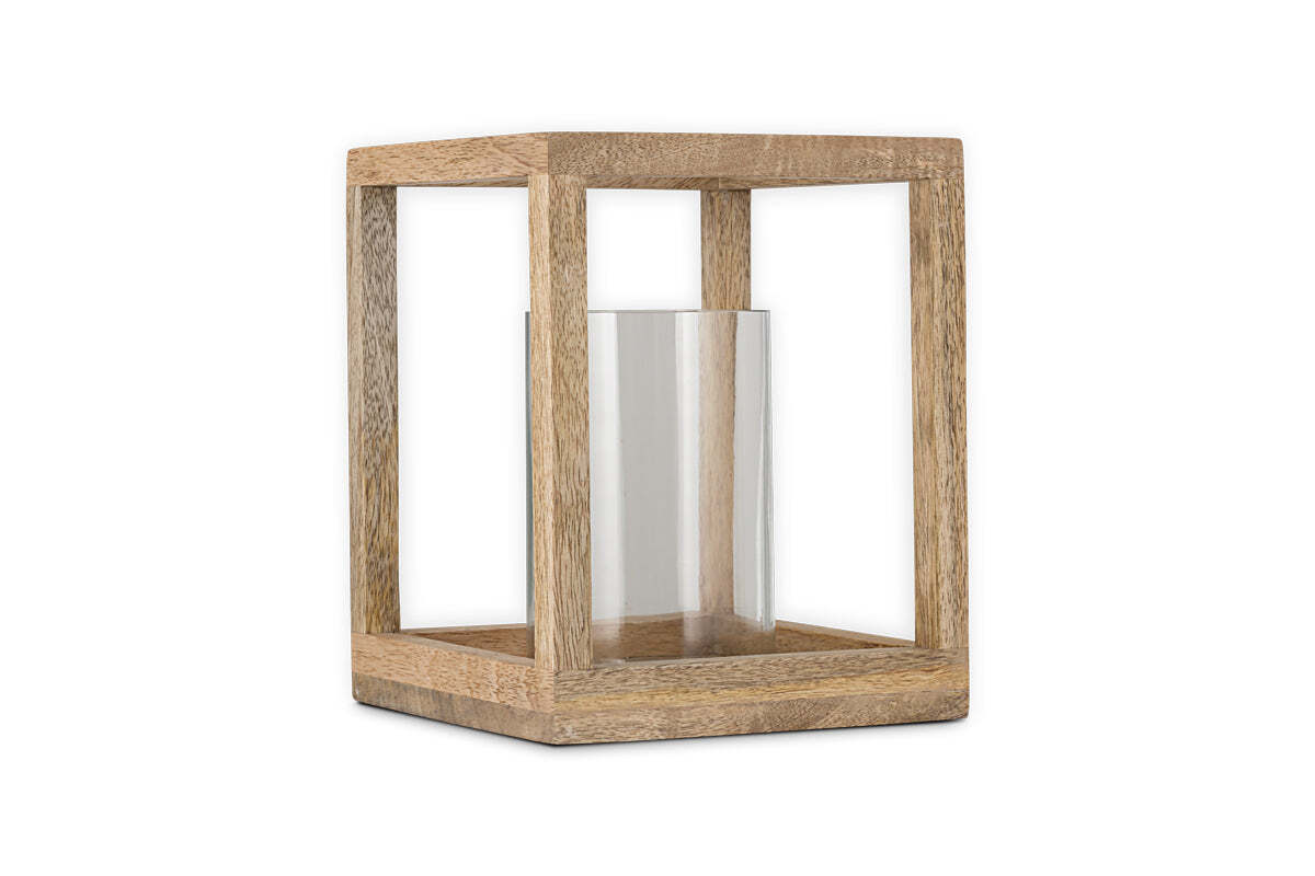 Sanora Mango Wood Lantern - Natural