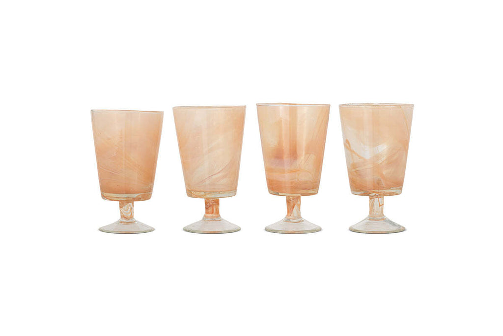 Shirali Marble Swirl Wine Glass - Apricot - (Set of 4)