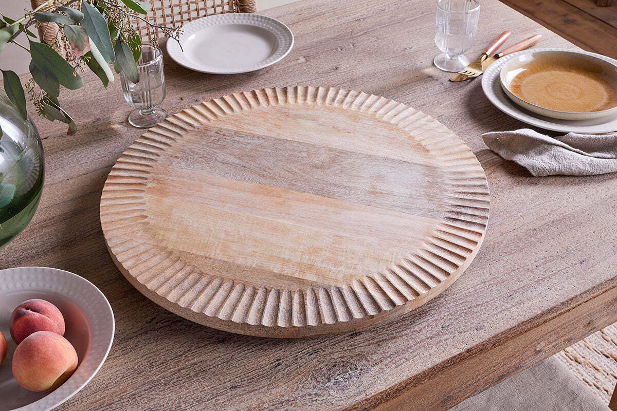 Soria Mango Wood Lazy Susan - Natural