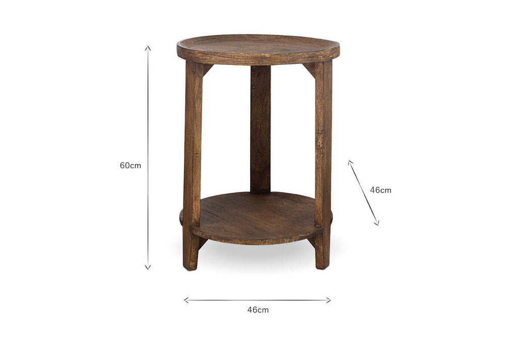 Triveni Mango Wood Side Table - Walnut Stain