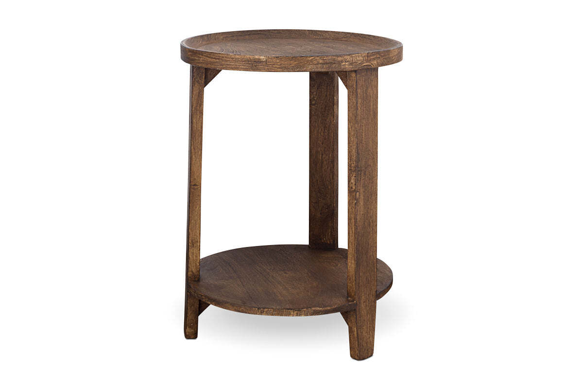 Triveni Mango Wood Side Table - Walnut Stain