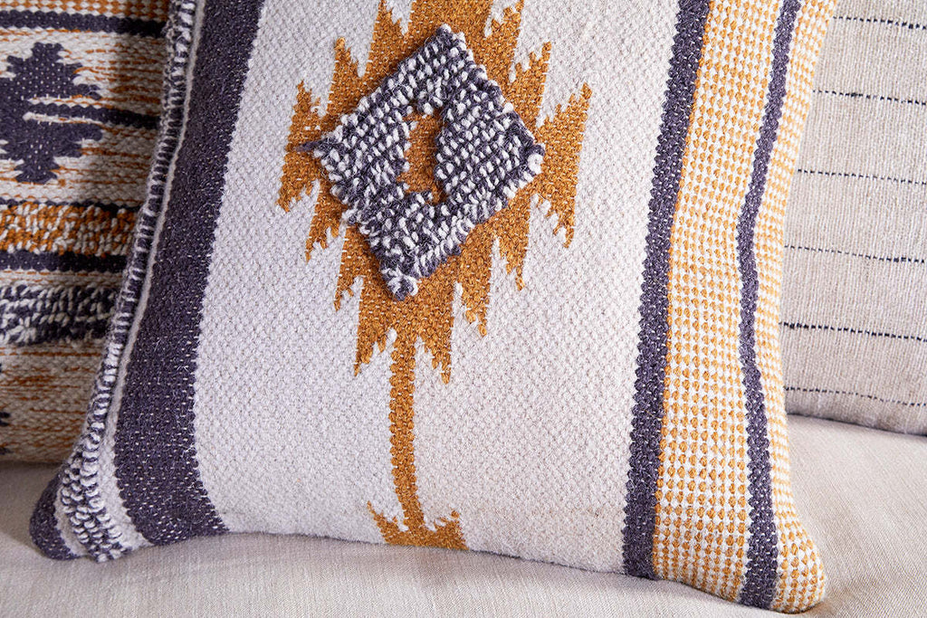 Tussi Mara Cushion Cover - Mustard & Grey