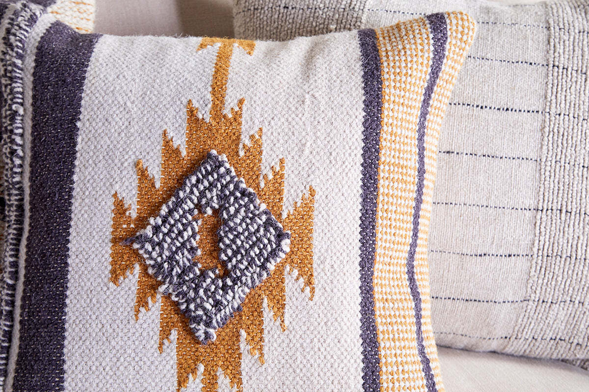 Tussi Mara Cushion Cover - Mustard & Grey