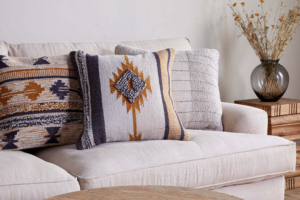 Tussi Mara Cushion Cover - Mustard & Grey