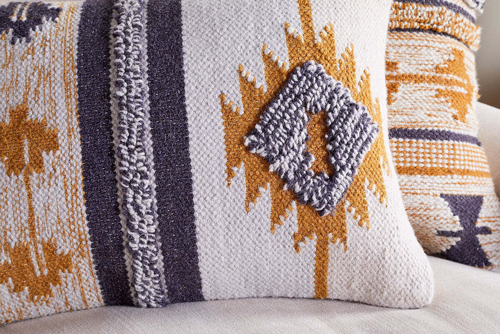 Tussi Sia Cushion Cover - Mustard & Grey