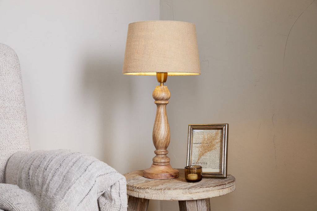 Usha Classic Wooden Table Lamp Base - Natural
