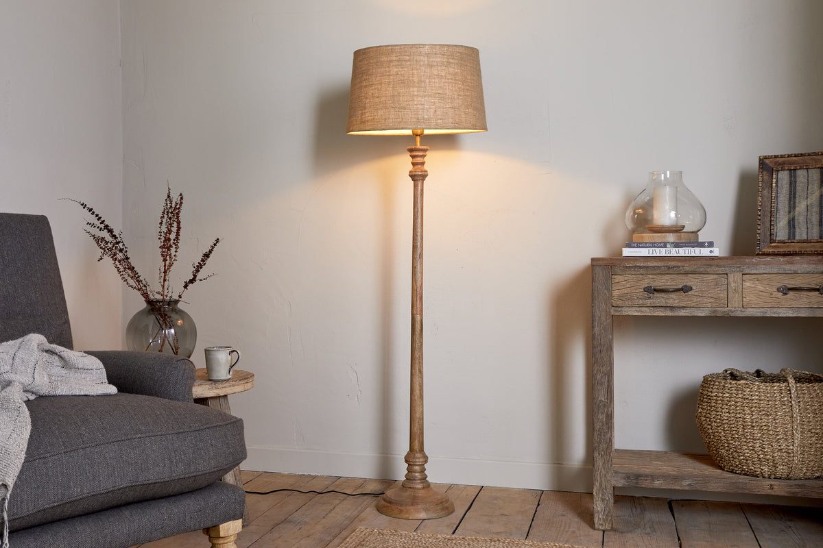 Usha Classic Wooden Floor Lamp Base - Natural