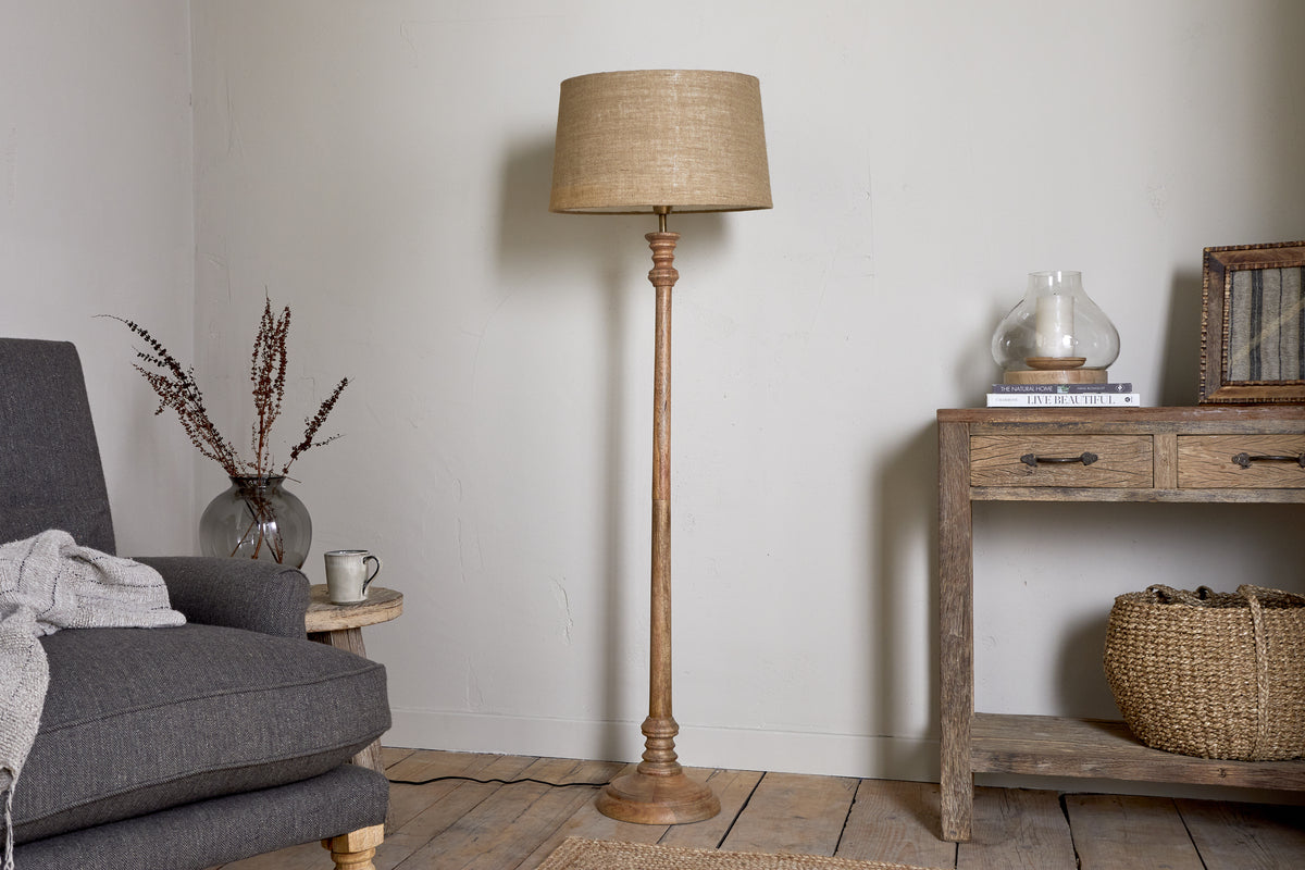 Usha Classic Wooden Floor Lamp Base - Natural