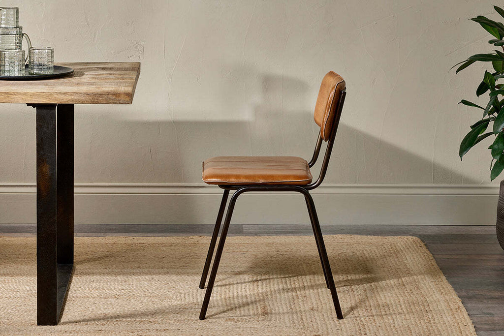 Ukari Leather Dining Chair - Aged Tan