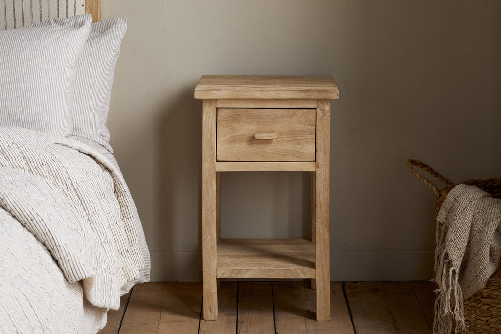 Vivan Grooved Bedside Table - Natural