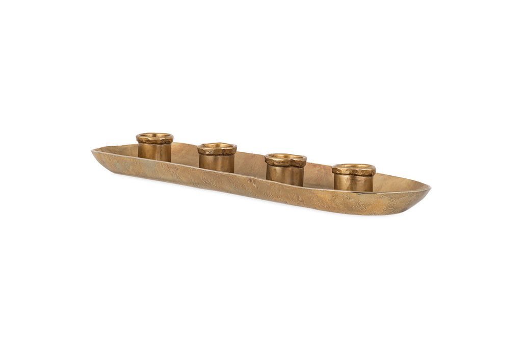 Amita Long Candle Holder - Antique Brass