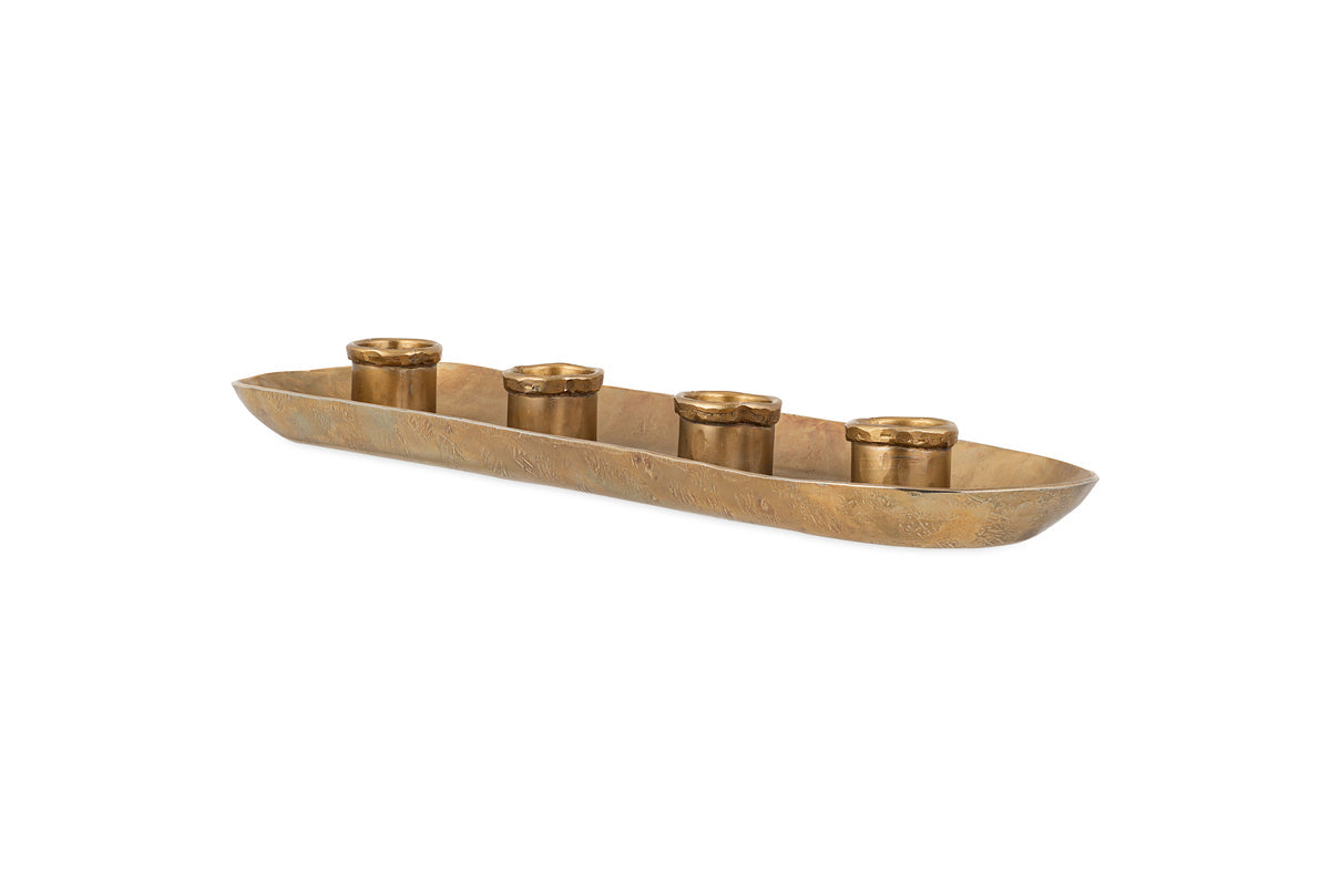 Amita Long Candle Holder - Antique Brass