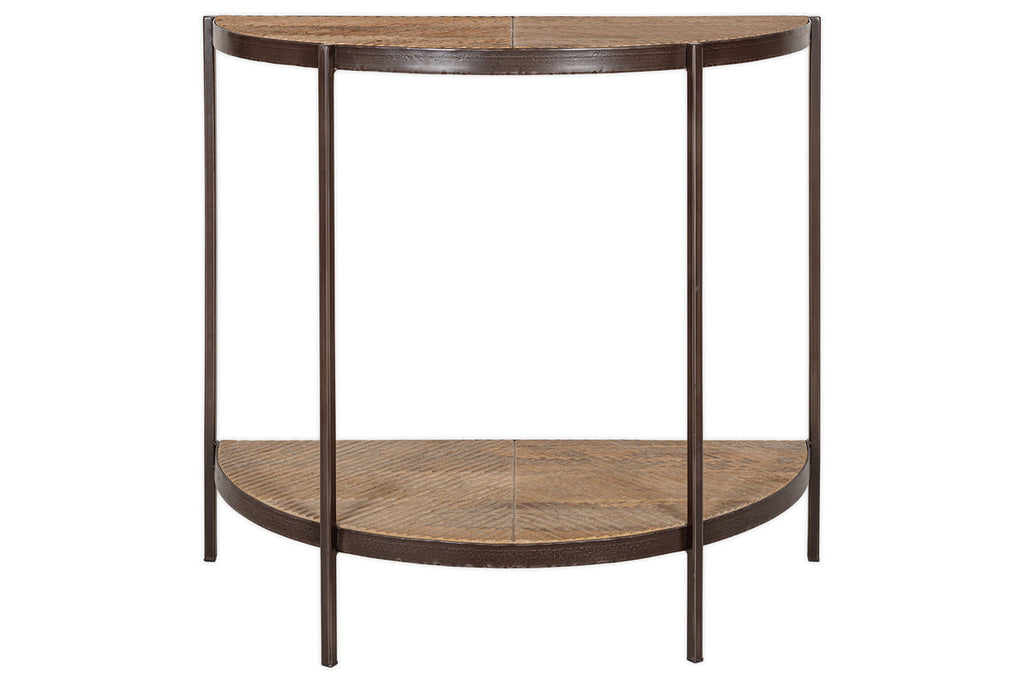 Aasha Mango Wood Half Moon Console Table - Natural