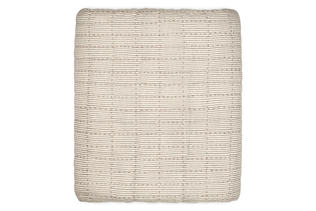 Dipti Cotton & Linen Block Print Bed Quilt - Charcoal