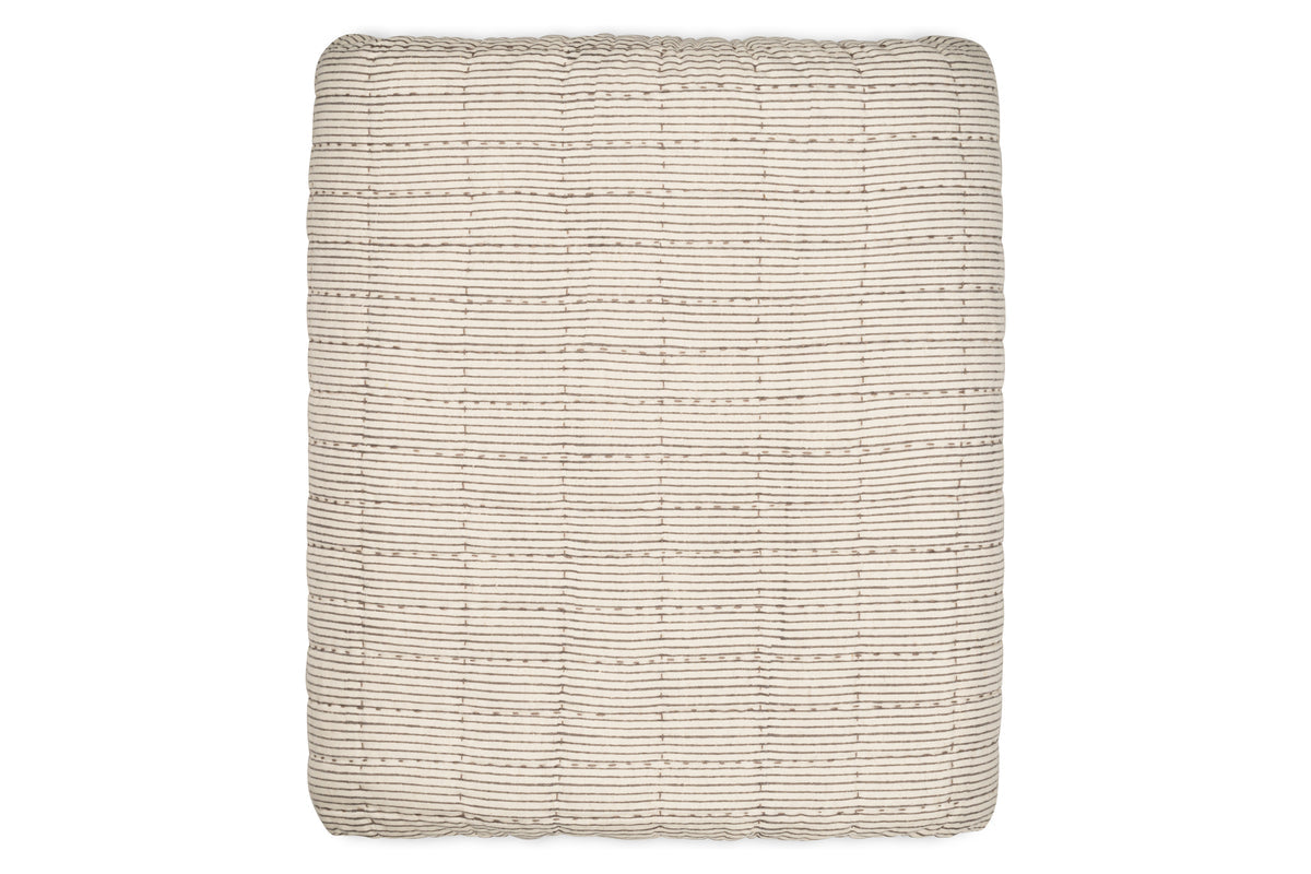 Dipti Cotton & Linen Block Print Bed Quilt - Charcoal
