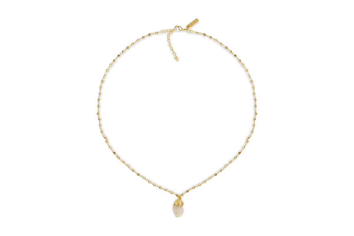 Hadari Rose Quartz Necklace - Gold