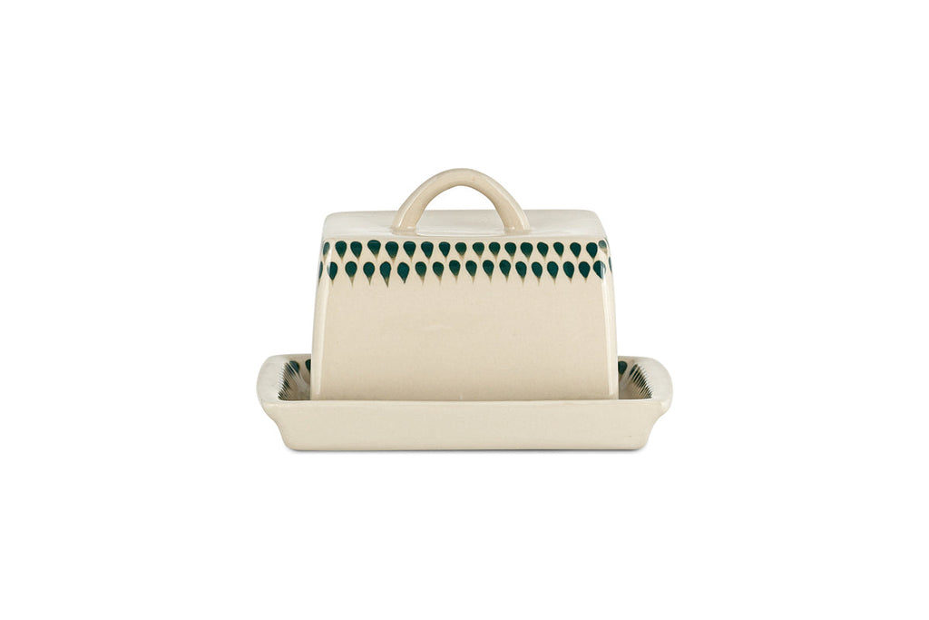 Juniper Drop Butter Dish - Cream & Juniper