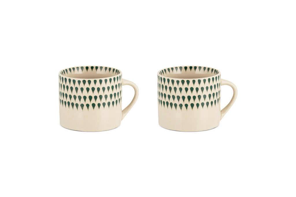 Juniper Drop Mug - Cream & Juniper - Small (Set of 2)
