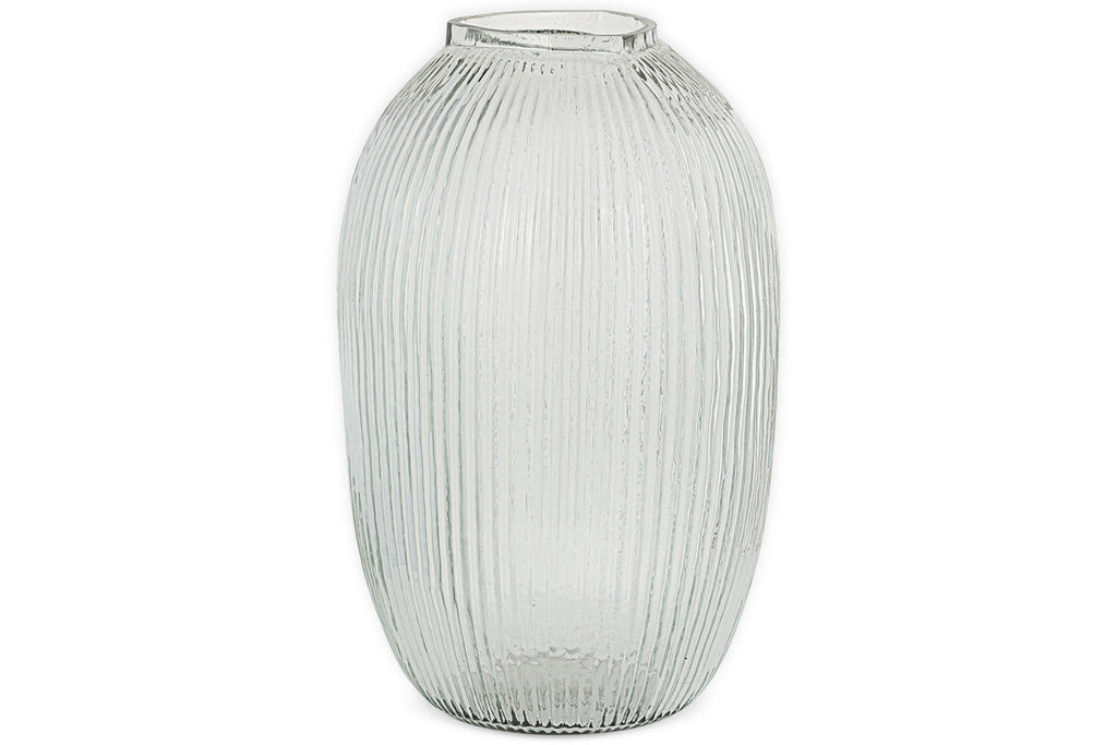 Linsy Ribbed Glass Vase - Clear