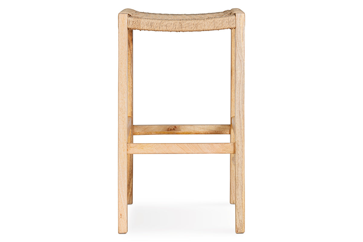 Aamani Mango Wood & Cord Counter Stool - Natural