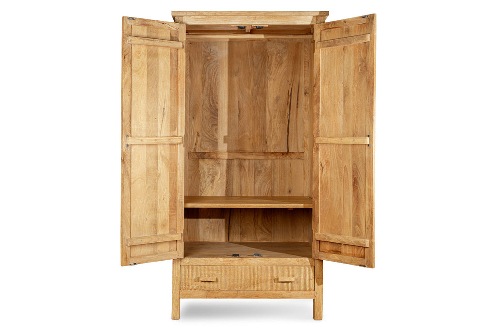 Vivan Grooved Wardrobe - Natural