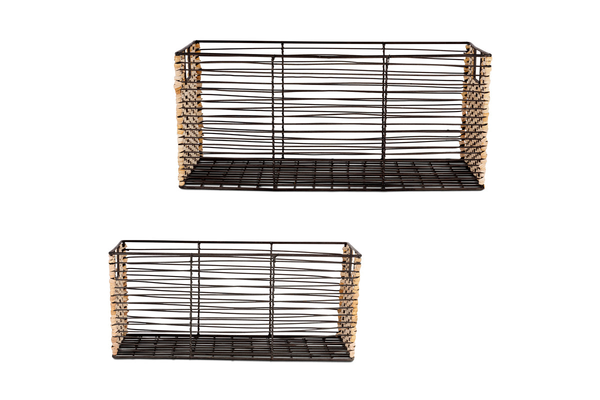 Montali Iron & Rattan Storage Baskets - Natural - (Set of 2)