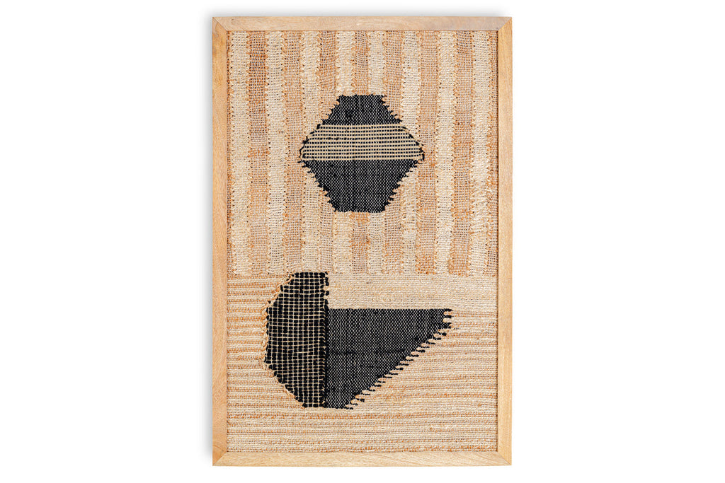 Kiran Large Textured Wall Art - Natural & Dark Blue