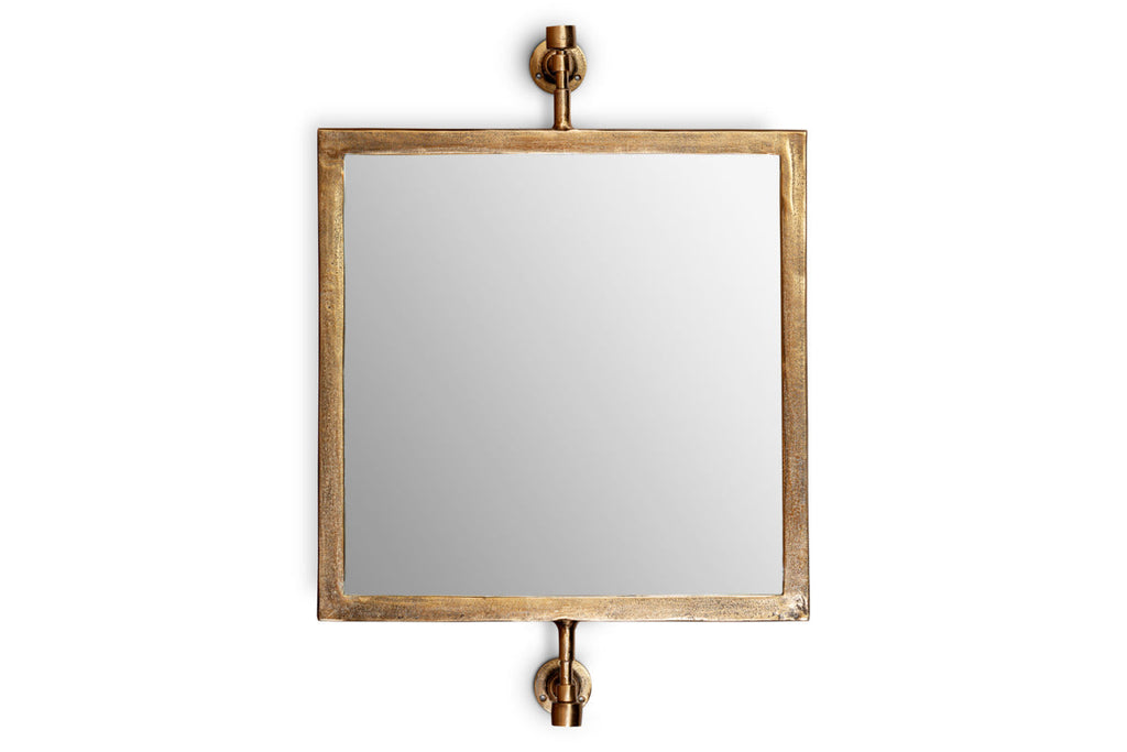 Visala Square Swivel Wall Mirror - Antique Brass - Square