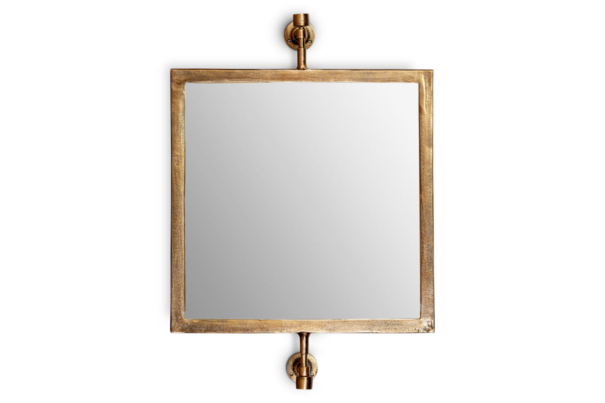 Visala Square Swivel Wall Mirror - Antique Brass - Square