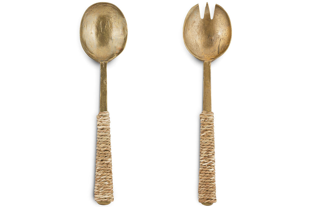 Abani Salad Servers - Antique Brass
