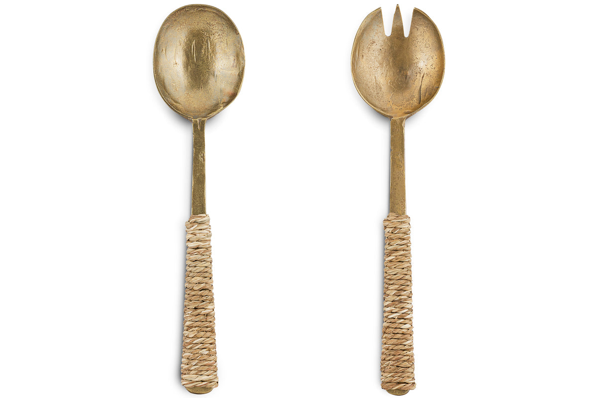 Abani Salad Servers - Antique Brass