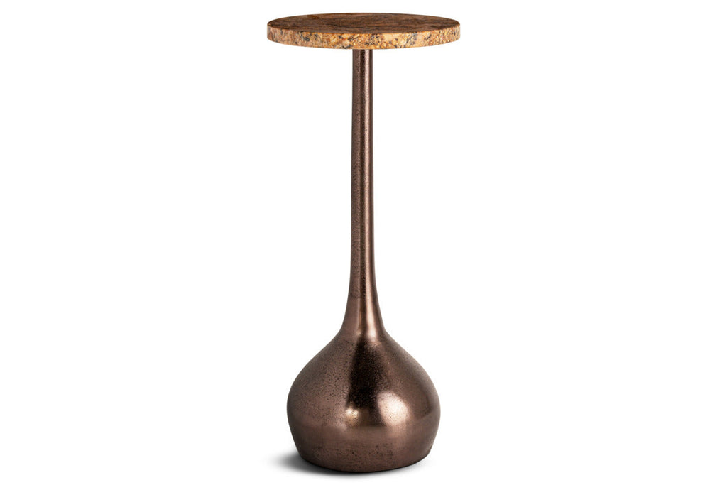 Israj Marble & Cast Metal Side Table - Aged Black
