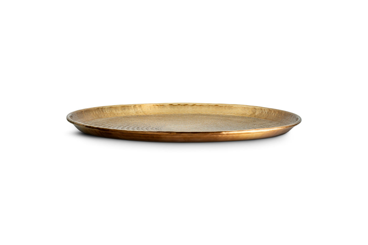 Amai Etched Round Tray - Brass