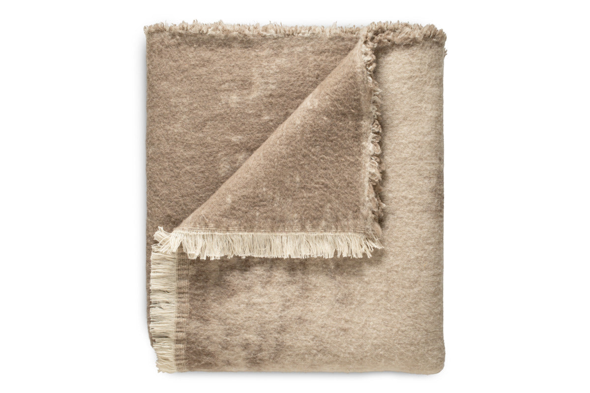 Kambali Disressed Wool Jacquard Throw - Natural