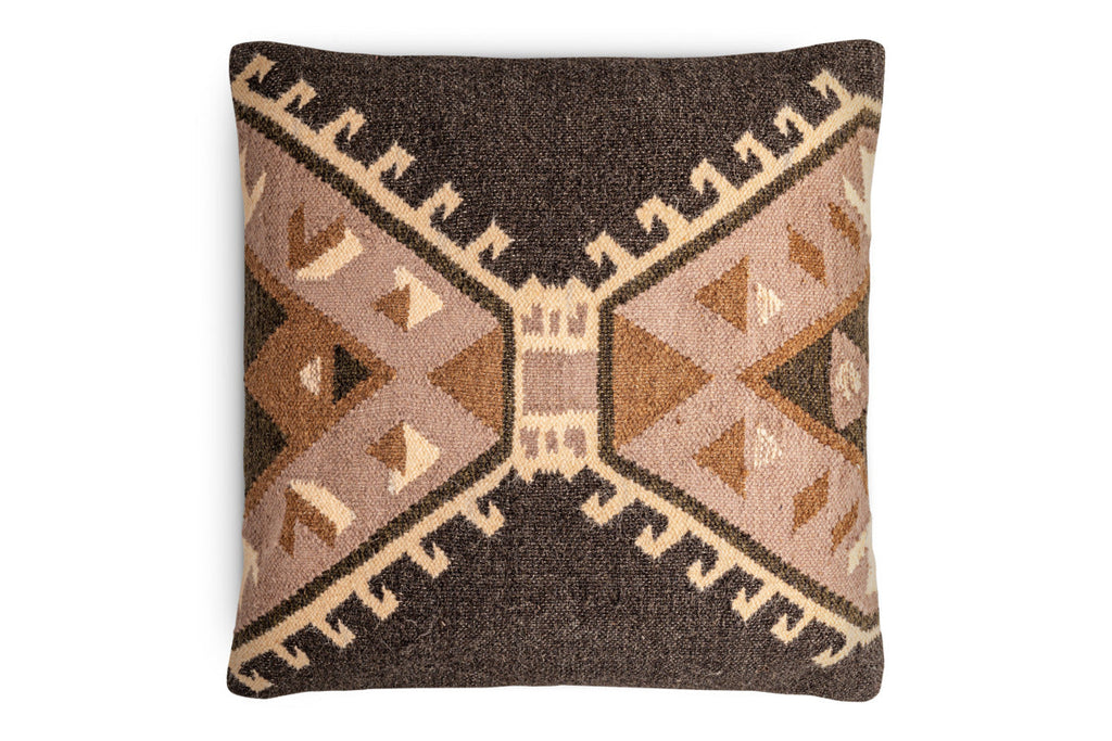 Shukhi Wool & Cotton Cushion Cover - Black & Brown