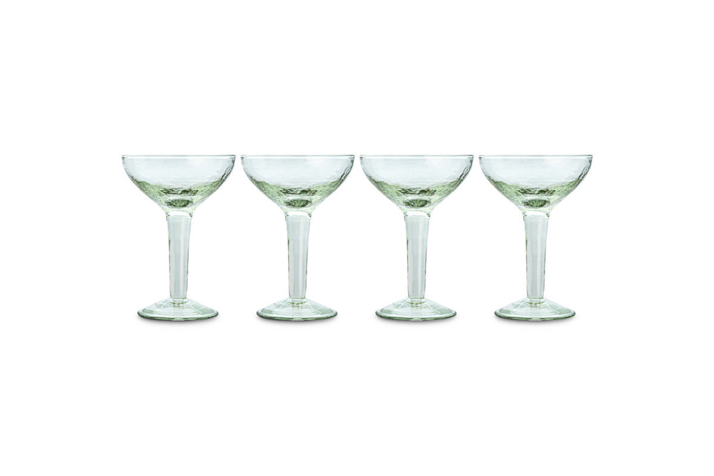 Yala Hammered Champagne Coupe - Clear - (Set of 4)
