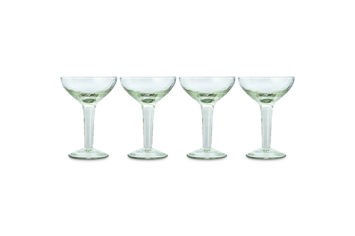 Yala Hammered Champagne Coupe - Clear - (Set of 4)