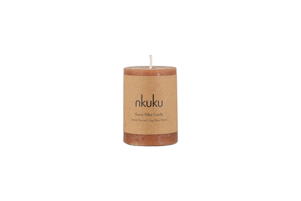 Rustic Soy Blend Mini Pillar Candle - Rust