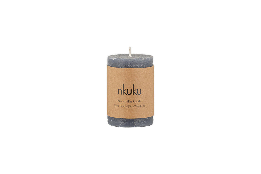 Rustic Soy Blend Mini Pillar Candle - Charcoal