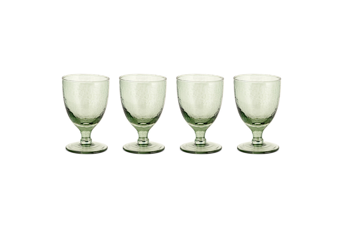 Yala Hammered Wine Glass - Sage Green (Set of 4)