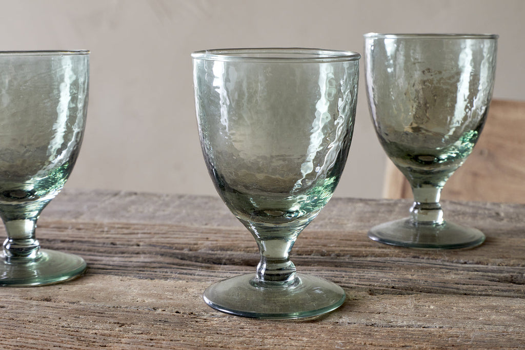 Yala Hammered Wine Glass - Sage Green (Set of 4)