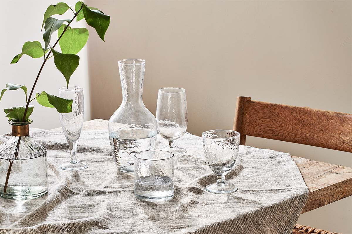 Yala Hammered Champagne Glass - Clear Glass (Set of 4)